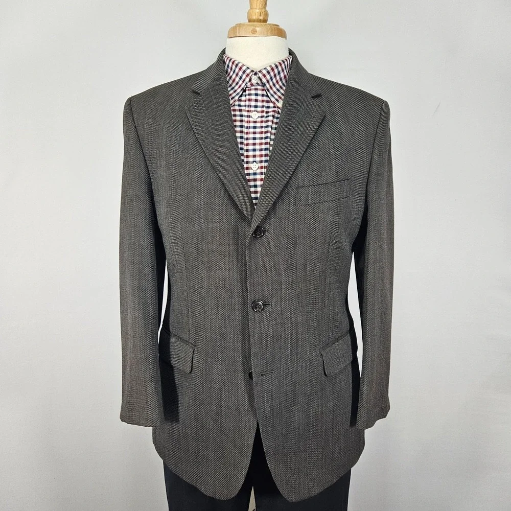 Calvin Klein Men's‎ Sport Coat Blazer Three Button Brown Wool Size 40S